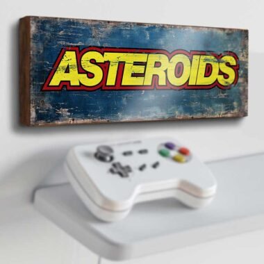 Asteroids classic retro arcade game sign