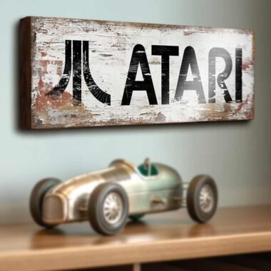 Atari retro arcade gaming wooden sign. Retro Game Signs