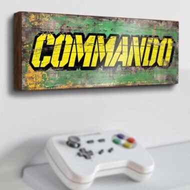 Commando classic arcade run and gun video gaming sign