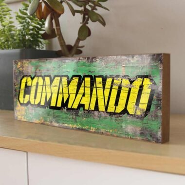 Commando classic arcade run and gun video gaming sign