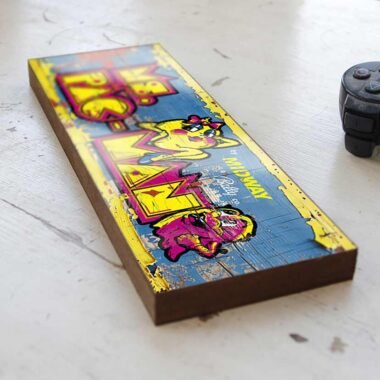 Ms Pac-Man retro style gaming sign. Ms Pacman wooden sign