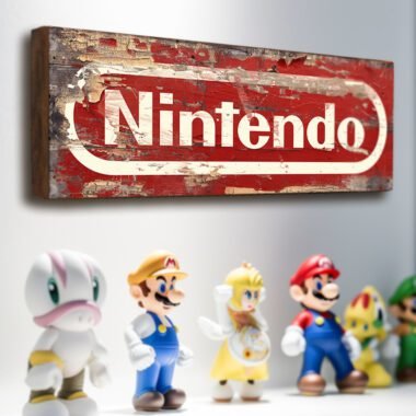 Nintendo retro arcade gaming wood sign