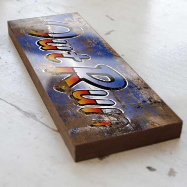 Outrun arcade driving video game wooden sign