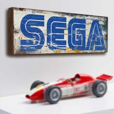 Retro style Sega arcade game wooden sign