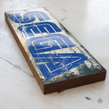 Retro style Sega arcade game wooden sign