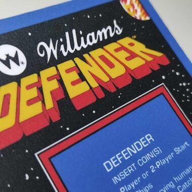 Defender instruction card. Retro Game Signs