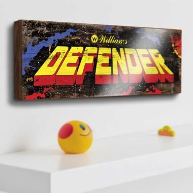 Celebrate the legacy of Defender and the golden era of arcade gaming with this beautifully crafted Retro Game Sign.