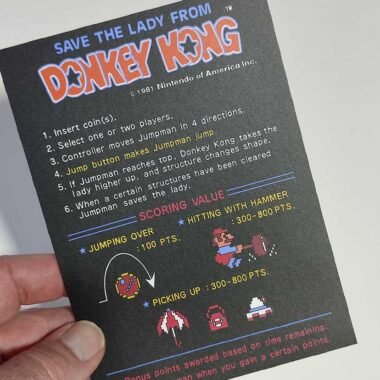 Donkey Kong instruction card. Retro Game Signs