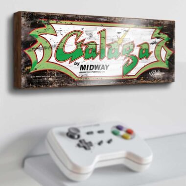 Galaga retro style handmad wooden sign, classic arcade game sign