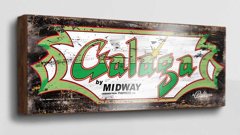 Galaga retro style handmad wooden sign, classic arcade game sign