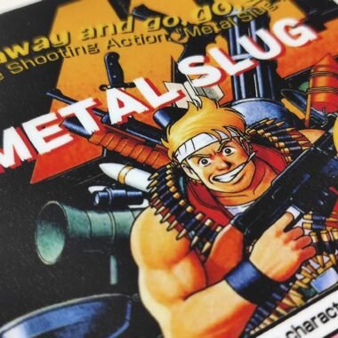 Metal Slug arcade game instruction card. Retro game signs