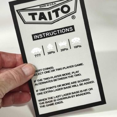 Space Invaders instruction card, Taito